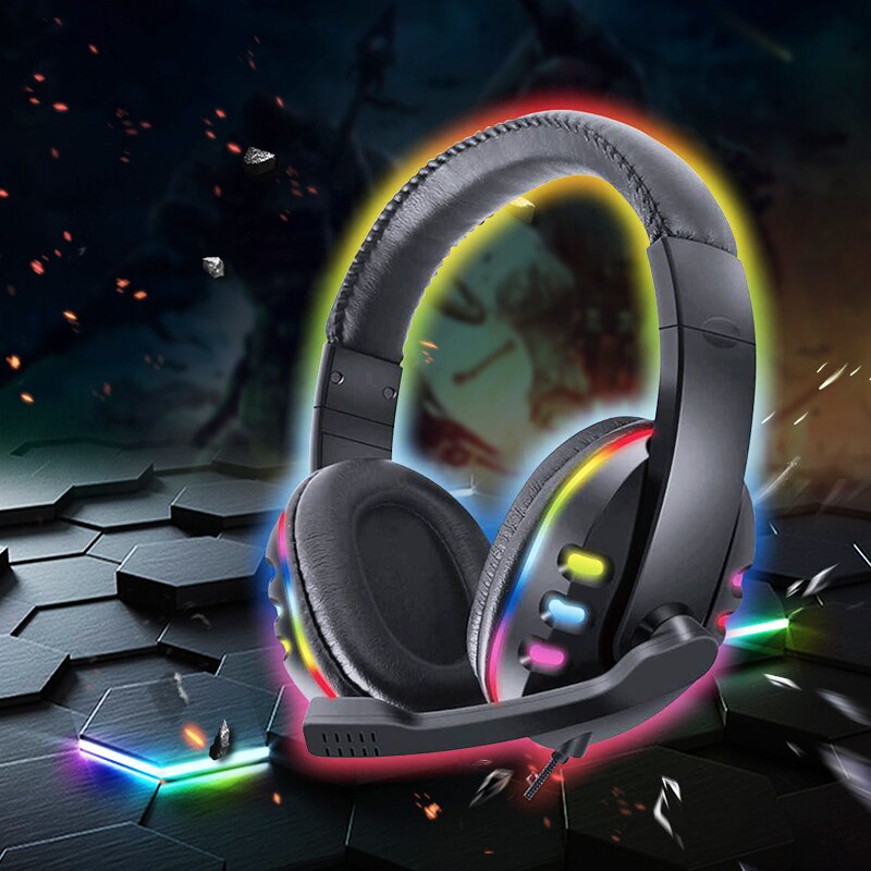 EZRA® Gaming LED Ακουστικά Κεφαλής On Ear USB με Μικρόφωνο - Wired Headset Headphones GE07